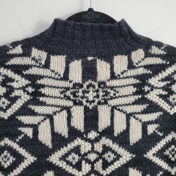 Lauren Ralph Lauren PP Wool Sweater Aztec Snowflake Mock Neck Charcoal Petite - Picture 10 of 11